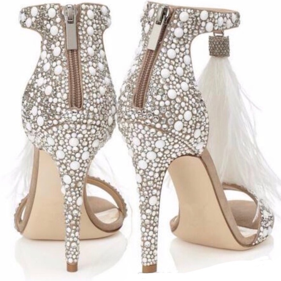 Feather and crystal embellished heels New! Free shipping:) - Picture 5 of 10